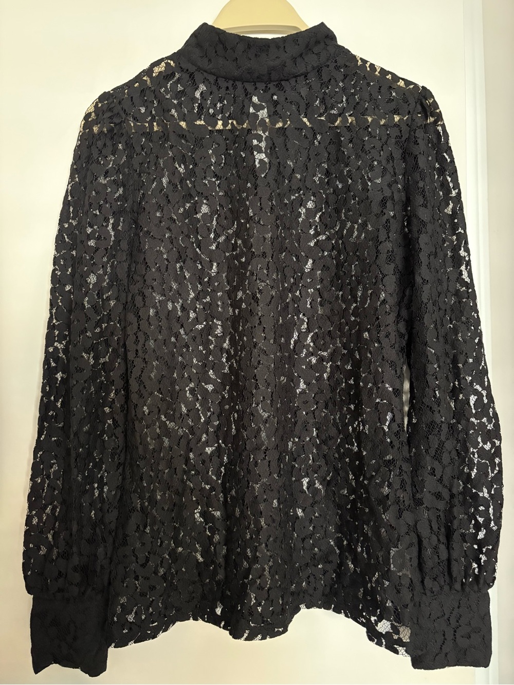 Halogen Black Floral Lace Long Sleeve Blouse